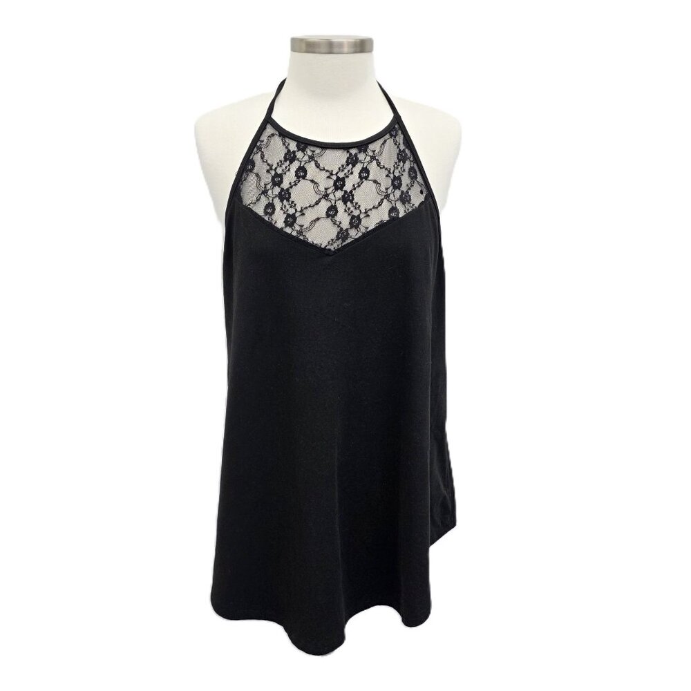 Shein Curve Black Lace Halter Tank Top With Tie‎ Back & Open Back Sleeveless 3XL